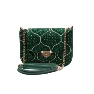کیف دستی زنانه سبز پولکی کد ۰۹۸