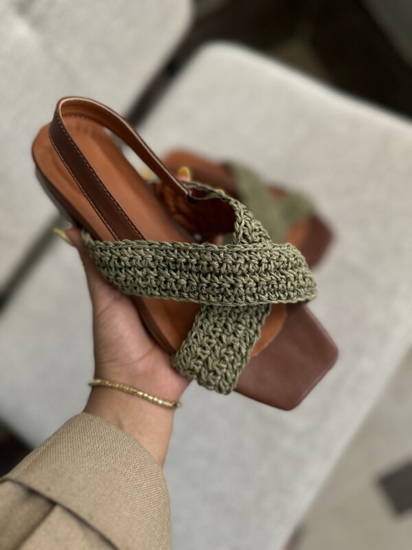 صندل زنانه رافیا سبز کد 225 - Image 3