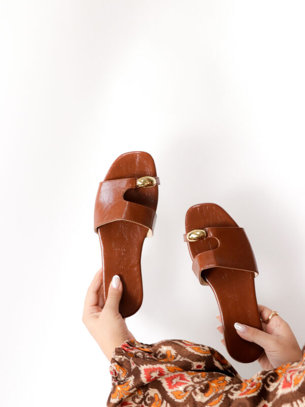صندل زنانه عسلی کد ۲۵۸ - Image 4