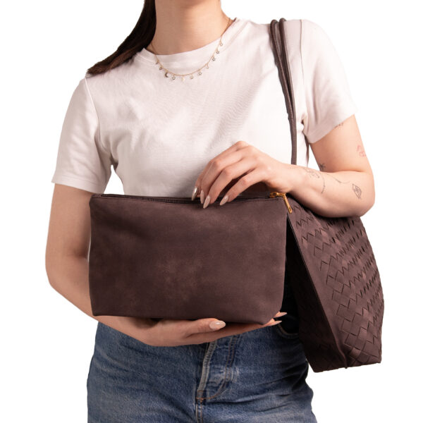 کیف زنانه چرم جیر طبیعی قهوه ای کد ۱۳۶ - Image 4