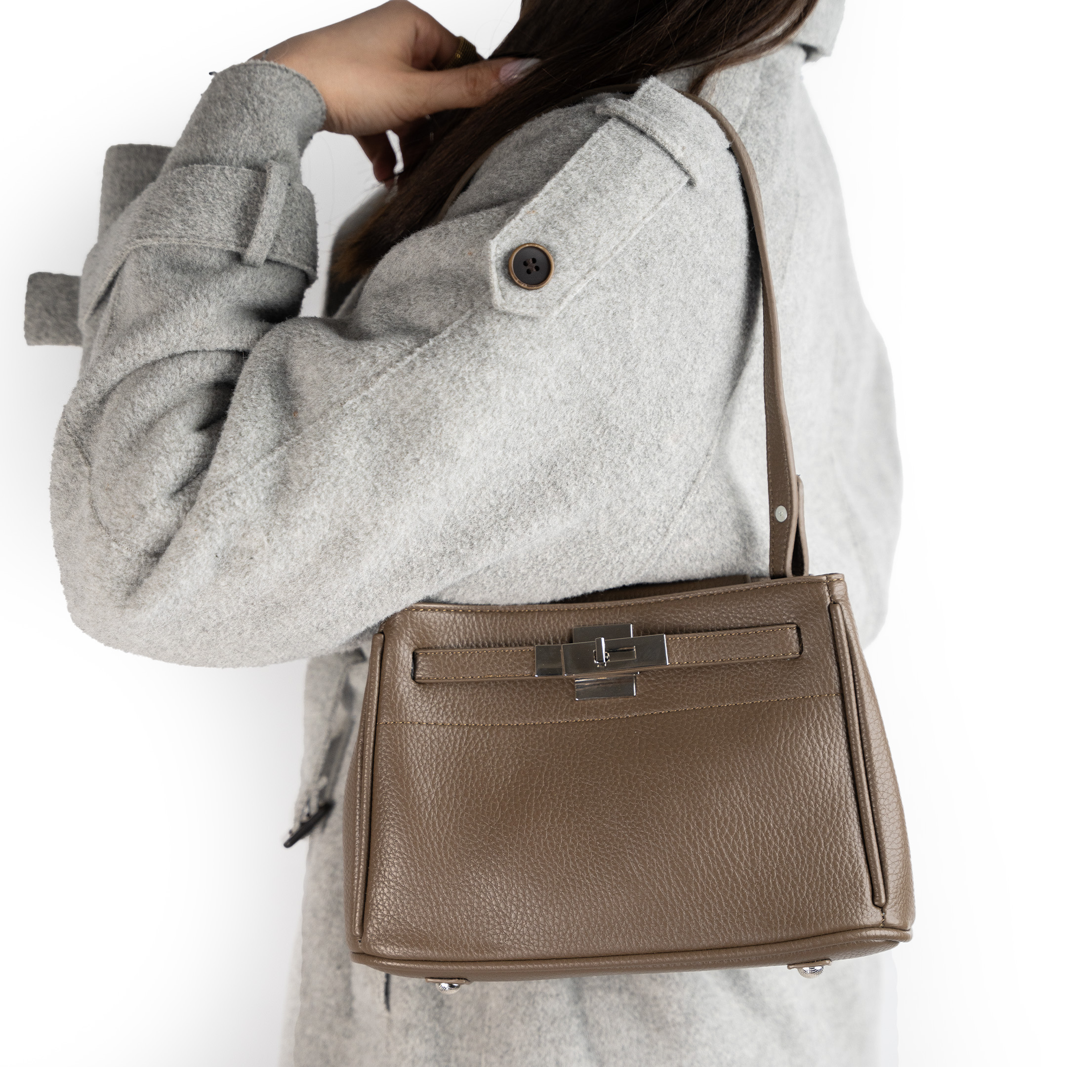 کیف زنانه قهوه ای زیتونی کد ۱۴۶ - Image 2